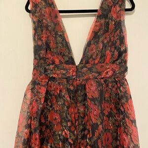 Lulus Garden of Passion Black Floral Print Organza Maxi Dress